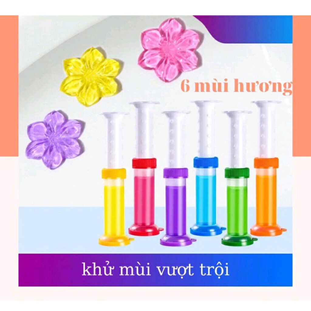 Gel thơm khử trùng bồn cầu gel khử mùi bồn cầu dạng thạch hình bông hoa với 6 mùi thơm cho toilet ,sạch bồn cầu