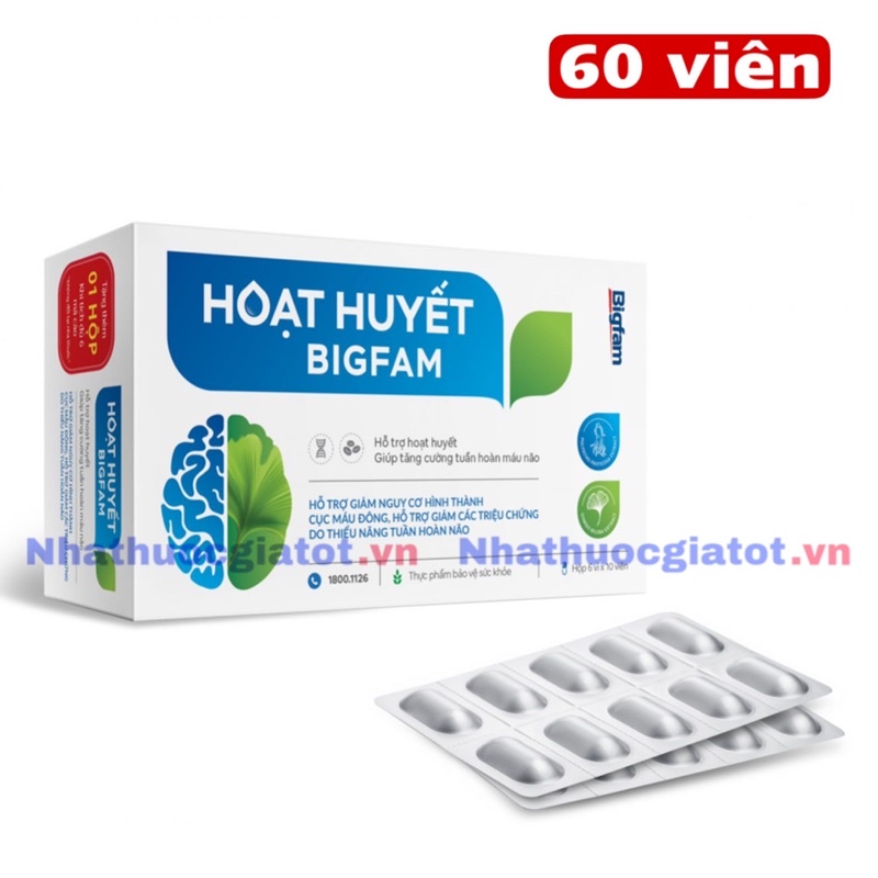 HOẠT HUYẾT BIGFAM Hỗ Trợ Tăng Cường Tuần Hoàn Máu Não Hộp 60 Viên