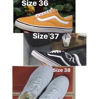 Combo 3 đôi giày Vans Old Skool vàng 36 + đen trắng 37 + Vans Classic trắng 38