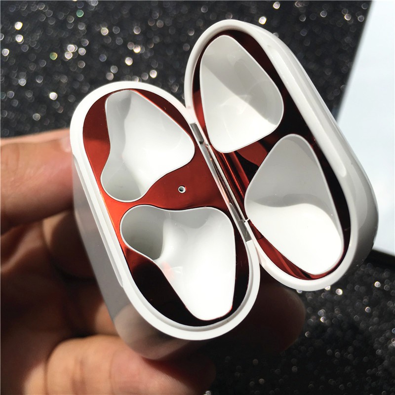 Miếng Dán Kim Loại Bảo Vệ Hộp sạc Tai Nghe Bluetooth Airpods 1/2/PRO Tính Năng Chống Bụi Bẩn