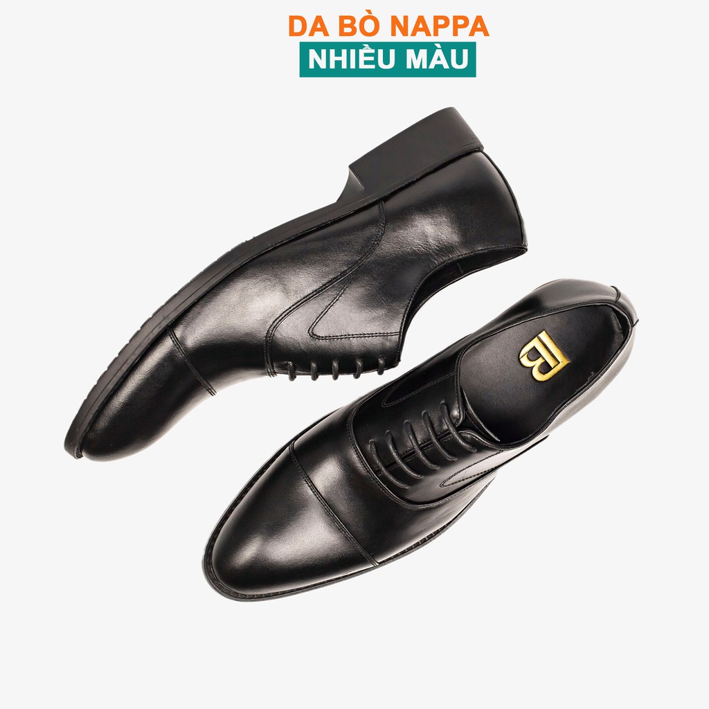 Giày tây nam oxford công sở da bò nappa cao cấp màu đen G105- Bụi leather- hộp sang trọng -BH 12 tháng