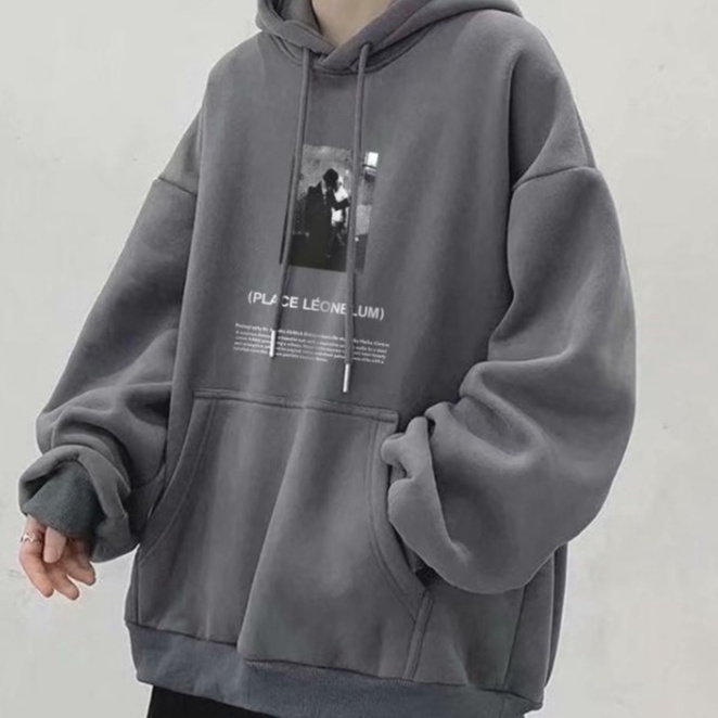 Áo hoodie tay dài dáng rộng thời trang năng động cho nam
