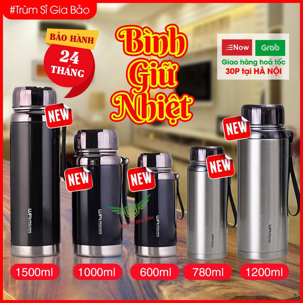 Bình giữ nhiệt nóng lạnh BAOL inox 304 , ly giữ nhiệt nhiều giờ dung tích 600ml - 780ml - 1000ml - 1200ml - 1500