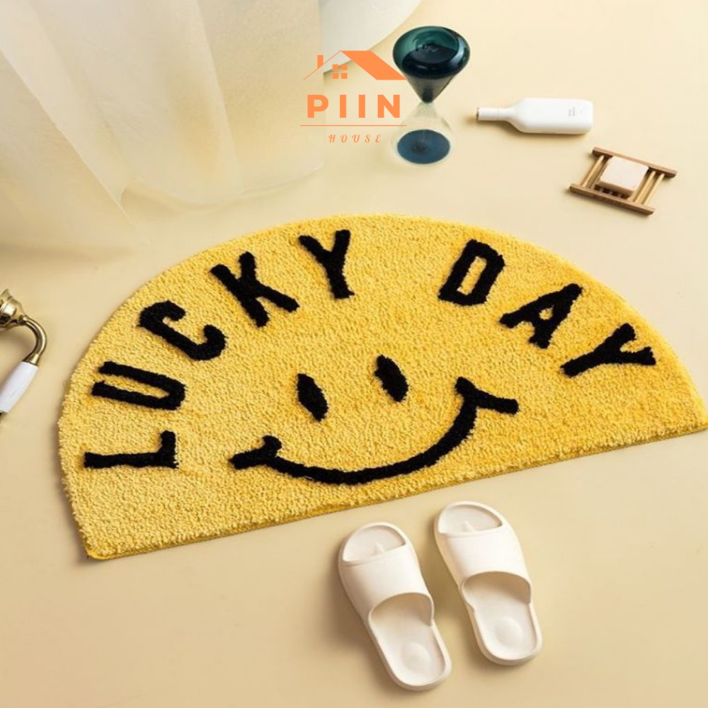 Thảm lau chân thấm nước hình mặt cười PIIN HOUSE, thảm chùi chân chống trượt phòng tắm siêu thấm