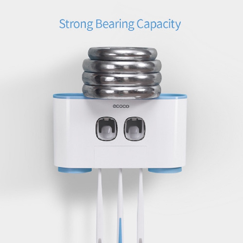 Nhả kem đánh răng tự động Ecoco - Hộp đựng kem và bàn chải đánh răng 5 ngăn 4 cốc cao cấp No.101132