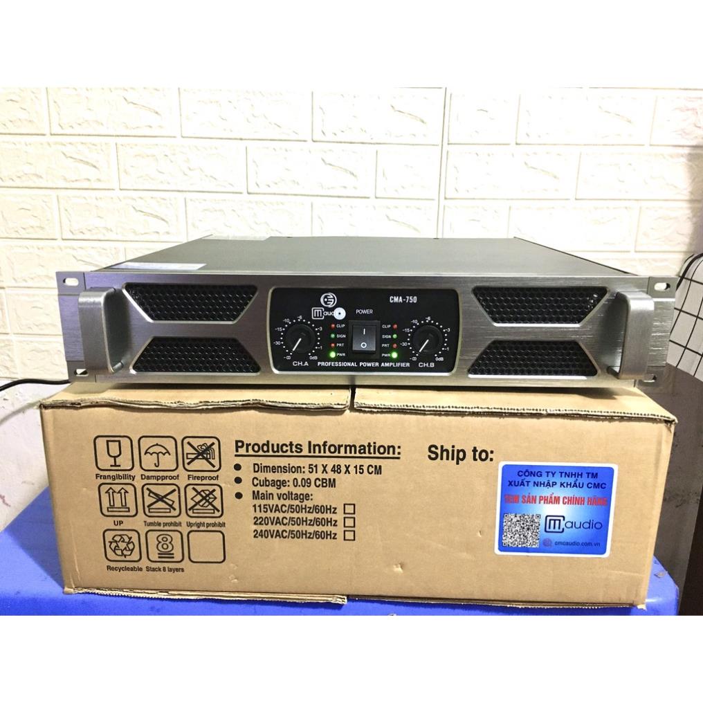 Cục đẩy công suất 2 kênh CM AUDIO CMA-750 mạch Class H 32 Sò 8 Tụ Công Suất 1600W hàng nhập khẩu 2023 Tặng jac canon