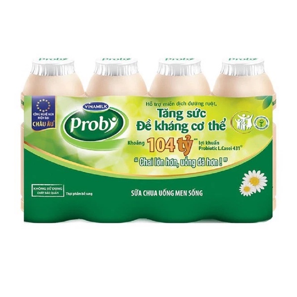 Sữa Chua Uống Probi Có Đường/Ít đường/Việt quất/ Mật ong Nghệ - Lốc 4 Chai 130ml