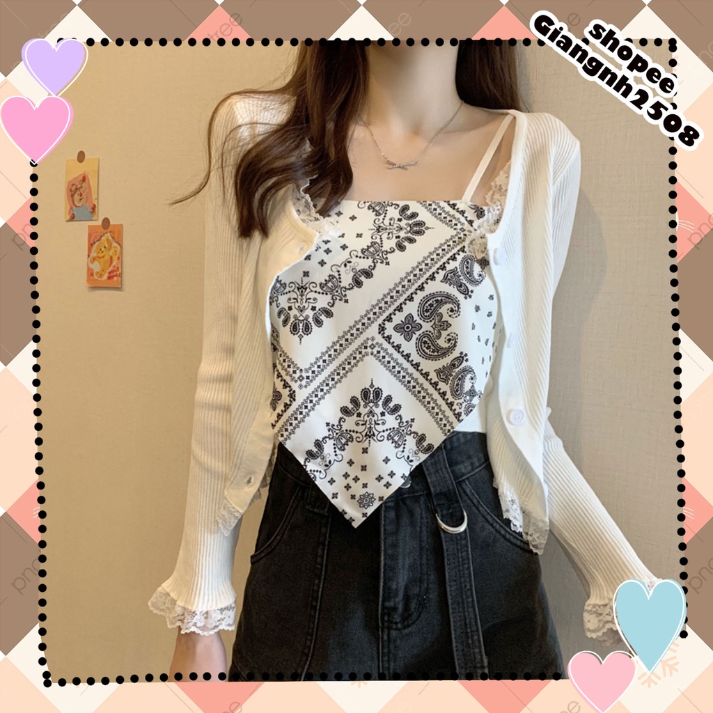 A004 Áo 2 dây bún quây ống đen trắng thổ cẩm ngắn crt Yếm Bandana croptop body sexy 2s đi chơi đi biển vintage retro hot