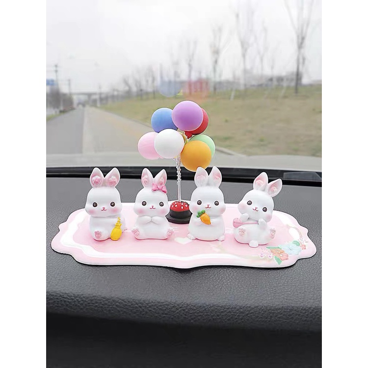 Phụ Kiện Trang Trí Ô Tô, Xe Hơi, Bàn Làm Việc, Bàn Học, Phòng Khách 4 Chú Thỏ Dễ Thương -Trang Trí Taplo Ô Tô