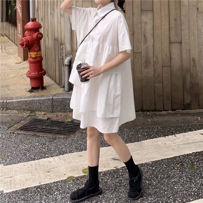 ĐẦM SƠ MI ULZZANG FORM RỘNG, THIẾT KẾ TẦNG CỰC CHẤT | BigBuy360 - bigbuy360.vn