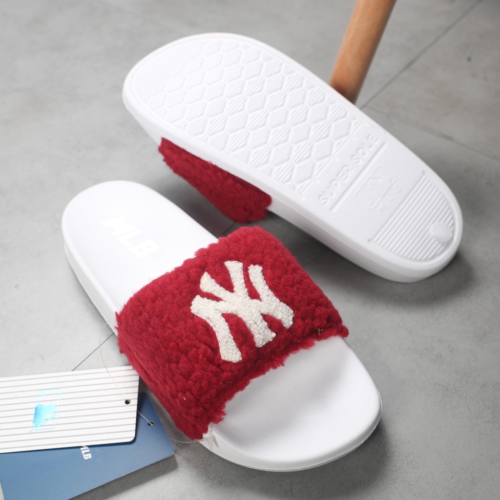 Dép M.L.B quai ngang cao cấp lông cừu hot trend 2022 Full box, tem tag , tem size