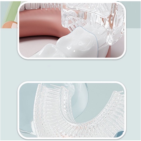 Bàn chải đánh răng silicon hình chữ U LOẠI TO CAO CẤP mềm mại làm trắng răng cho bé từ 1-8 tuổi