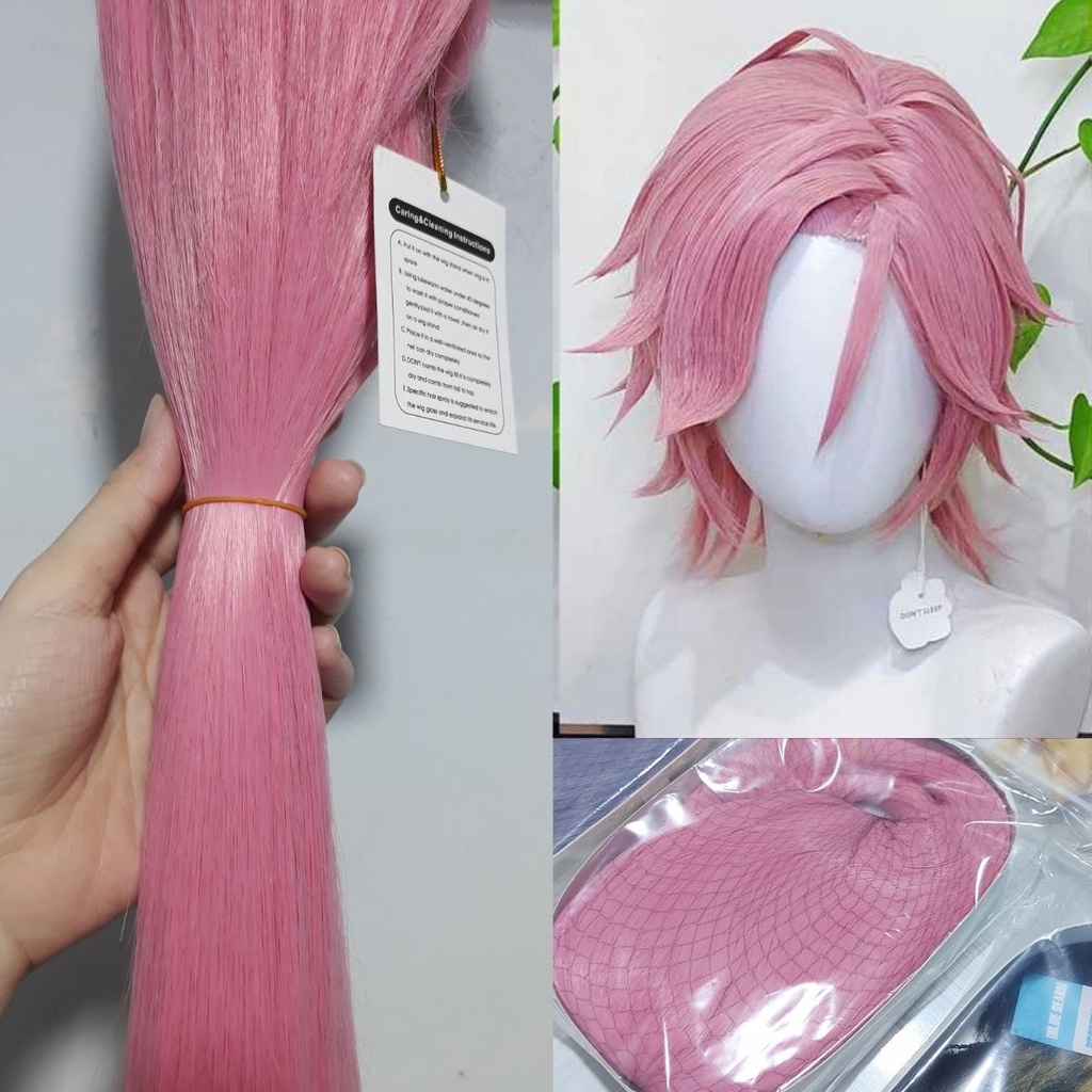 Wig/tóc giả nữ cơ bản 80cm cosplay màu vàng cam đỏ hồng tím