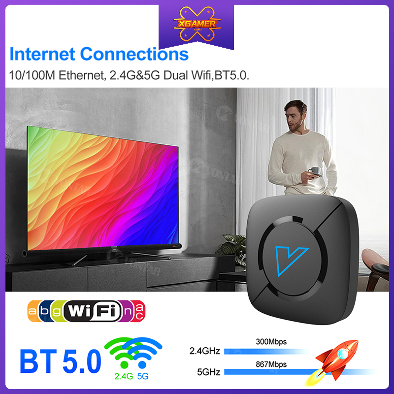 GOOGLE Đầu Tv Box V6 Android 10 4g 64gb 4k 3d Dual Wifi Bt5.0