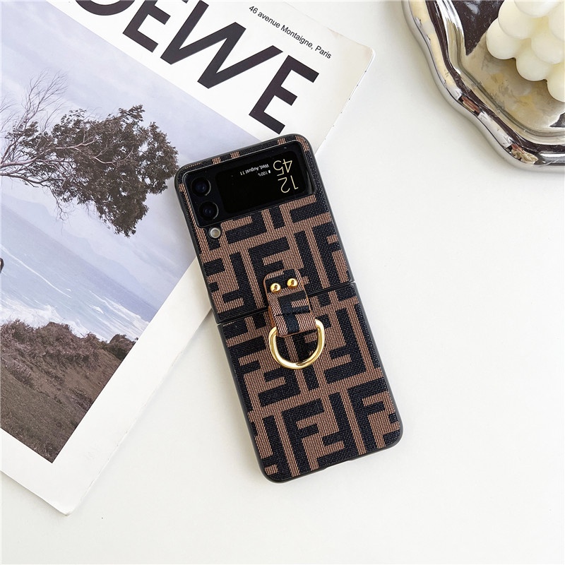 Bao Da Điện Thoại PU Tích Hợp Nhẫn Giữ Và Đế Hít Nam Châm Sang Trọng Cho Samsung Galaxy Z Flip 1 2 3 Samsung Galaxy Z Flip 4