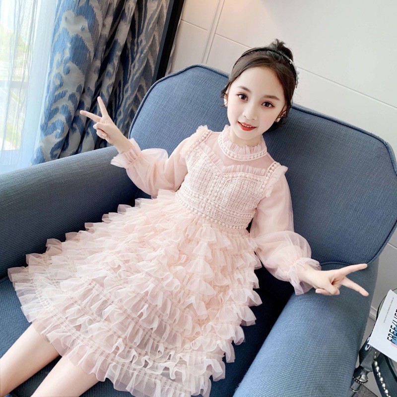 váy đầm bé gái thu đông hàng quảng châu cao cấp (ảnh thật )