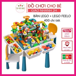 Bàn lego cho bé kèm Lego duplo hãng Feelo 400 chi tiết