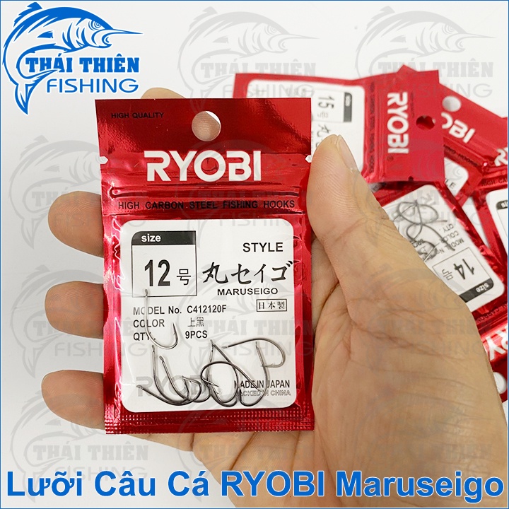 Lưỡi Câu Cá Ryobi Maruseigo Thép Đen Siêu Cứng Cực Bén Không Gỉ Sét Made In Japan