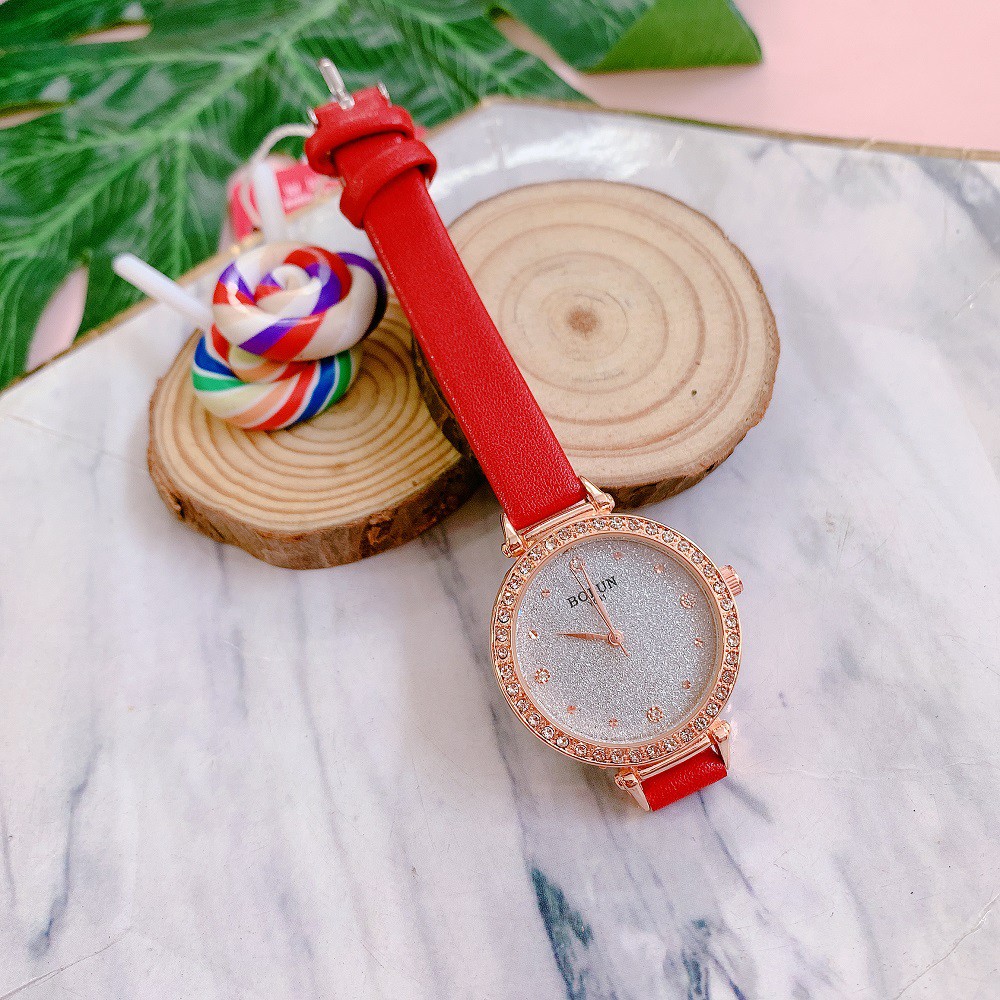 Đồng hồ nữ BOLUN chất liệu da mềm đeo lên tay thoải mái, mặt lấp lánh sang trọng | BigBuy360 - bigbuy360.vn
