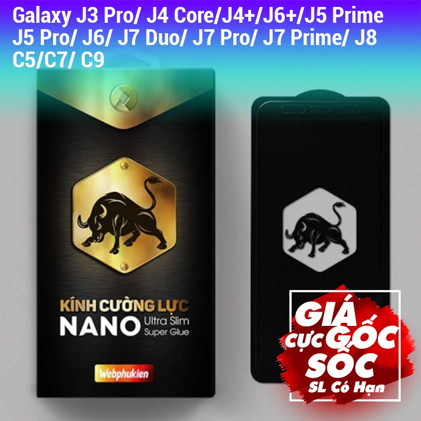 Kính cường lực Full màn cho Galaxy J3 Pro/ J4 Core/J4+/J6+/J5 Prime/ J5 Pro/ J6/ J7 Duo/ J7 Pro/ J8