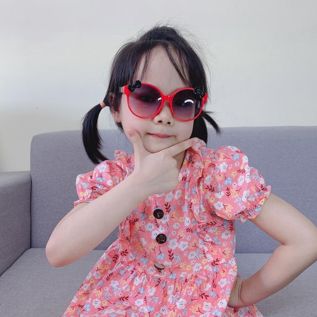 Kính tròn nơ xinh cho bé gái từ 1-7 tuổi nhiều màu sắc, kính râm chống tia uv, ánh sáng xanh bảo vệ mắt cho bé tối ưu