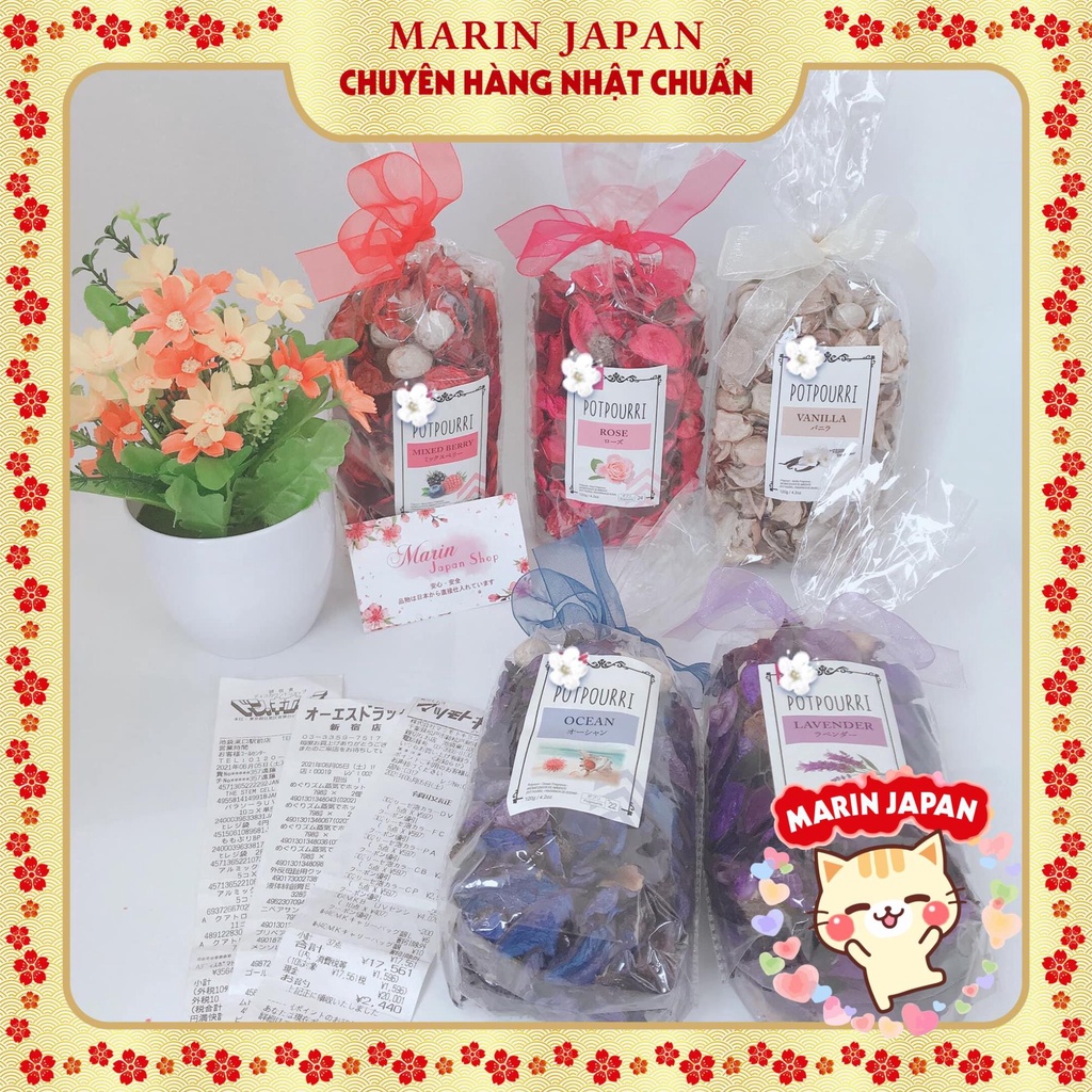 (Sale, Hàng Nhật) Túi hoa khô thơm tinh dầu hương hoa hồng , oải hương lavender , vanilla Potpourri siêu thơm Nhật Bản