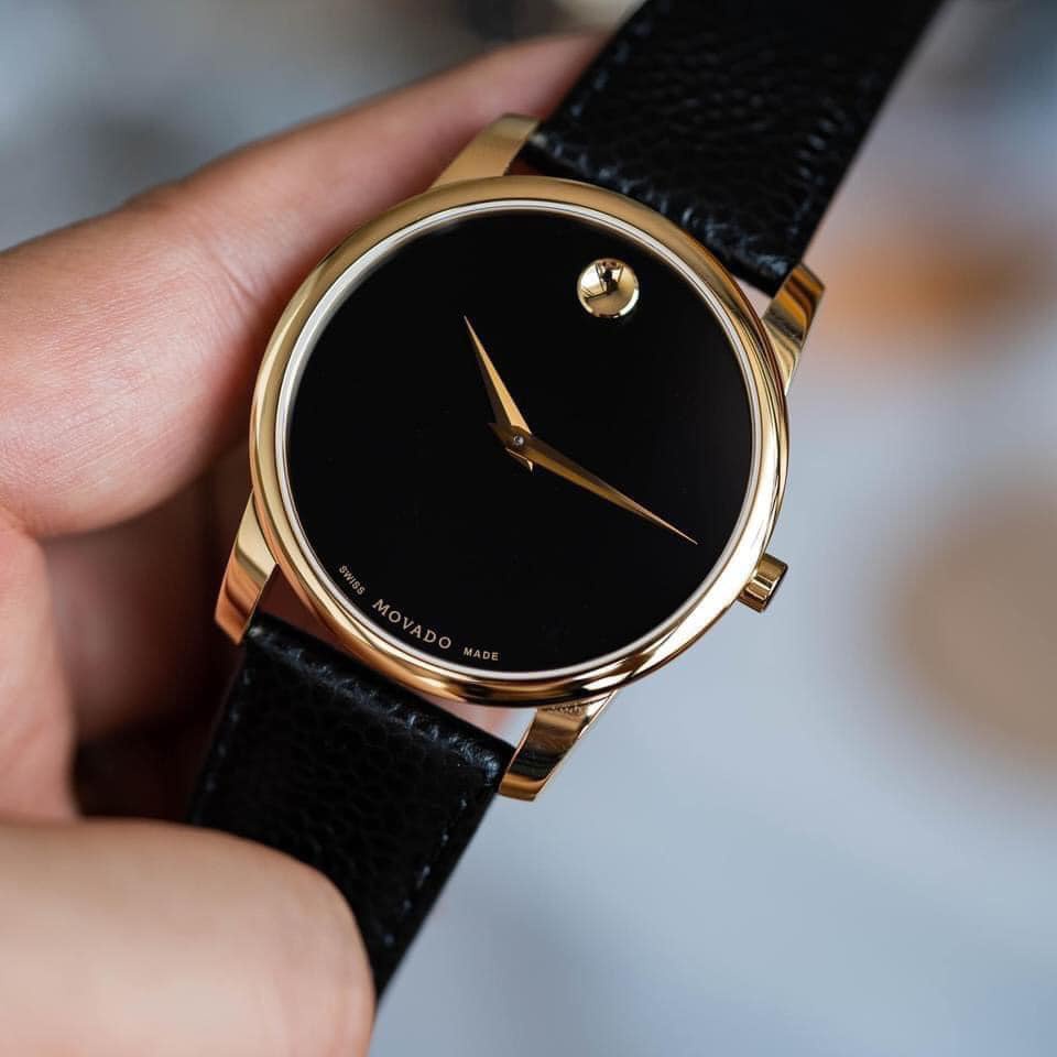 Đồng Hồ Nam Movado Museum Classic Black Dial Yellow Gold PVD 0607014