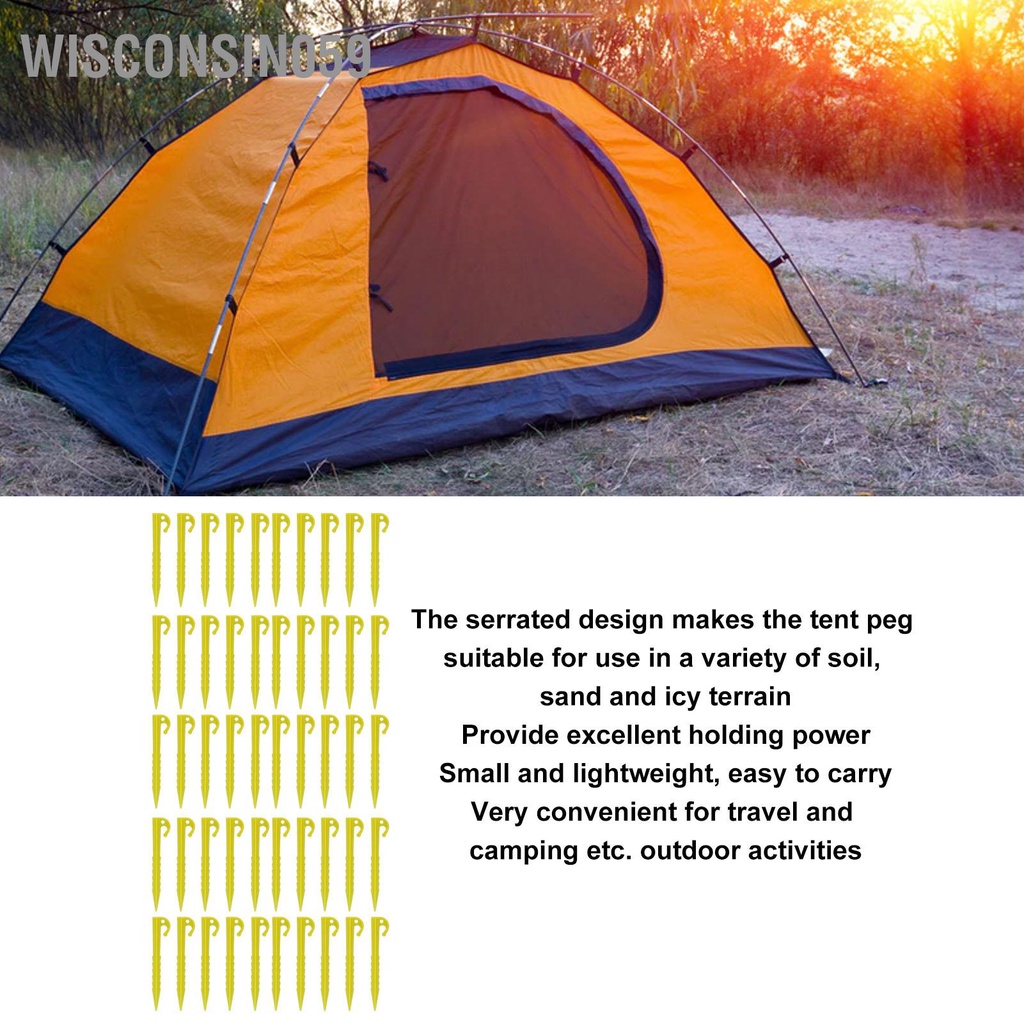Wisconsin059 50 chiếc Lều nhựa Chốt 5.5in Cọc cát răng cưa Độ bền cao ABS ngoài trời Bãi biển Spike đinh để cắm trại bạt