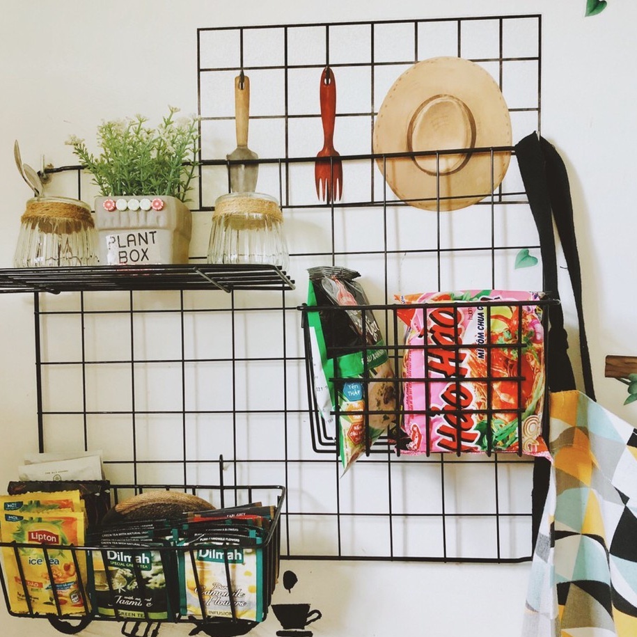 Khung Sắt Lắp Ghép Trang Trí, Tấm Lưới Sắt Thép Sơn Tĩnh Điện Decor Nhà Cửa Phòng Ngủ Góc Học Tập