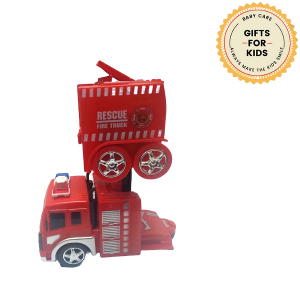 Đồ chơi biến hình xe cứu hỏa biến thành robot phát nhạc, phát sáng, di chuyển