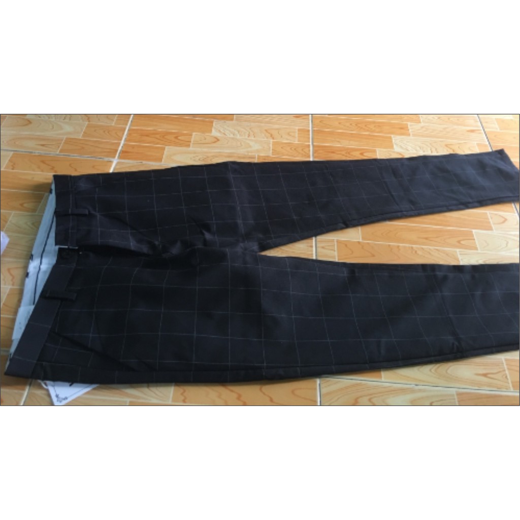 Quần tây nam đen caro_Quần tây âu kẻ sọc ống côn dáng body cao cấp | BigBuy360 - bigbuy360.vn