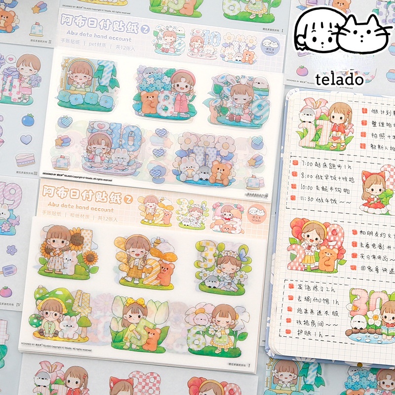 Miếng sticker PET chống thấm nước họa tiết hoạt hình sáng tạo trang trí cho bé gái