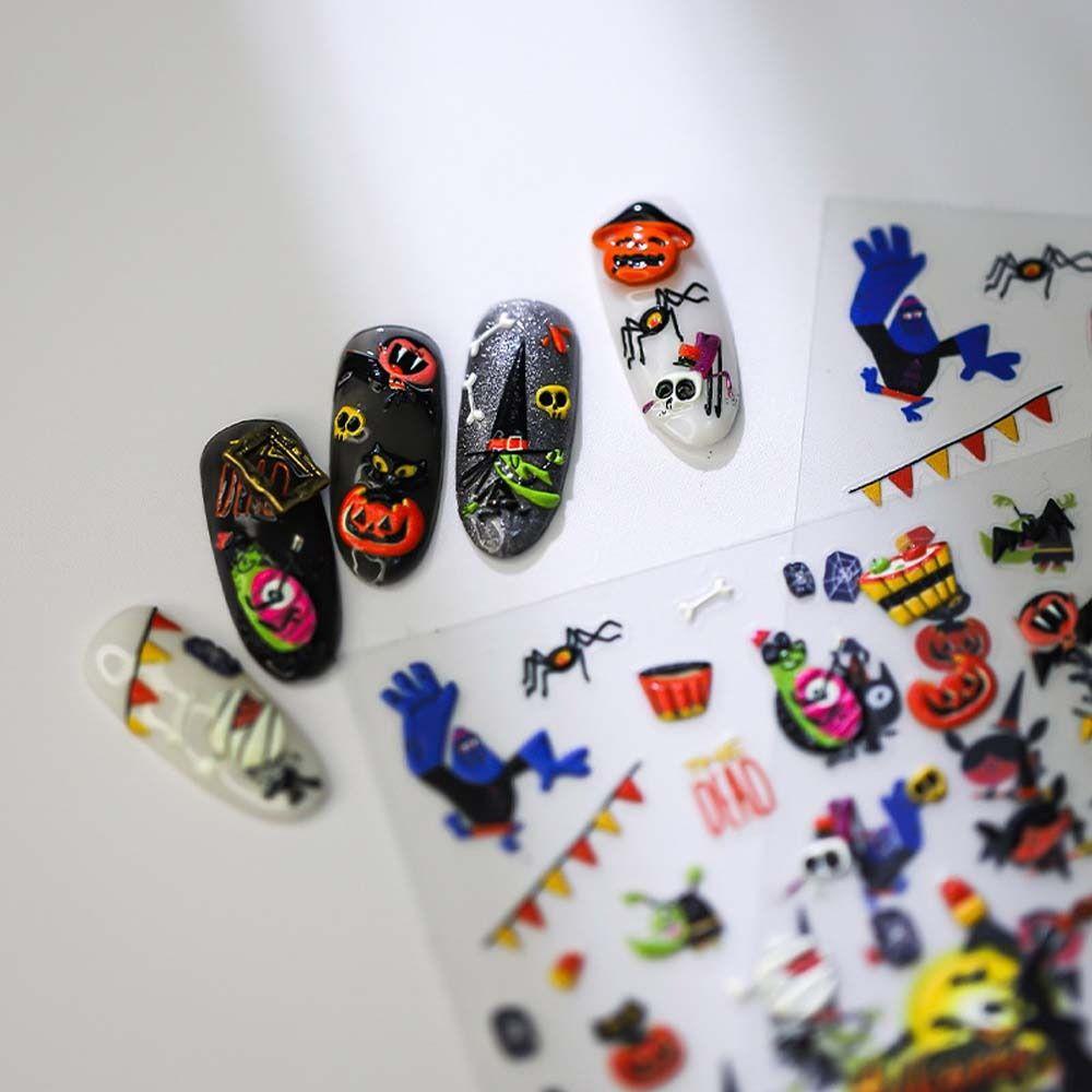 Miếng Dán Trang Trí Móng Tay Họa Tiết Halloween Độc Đáo