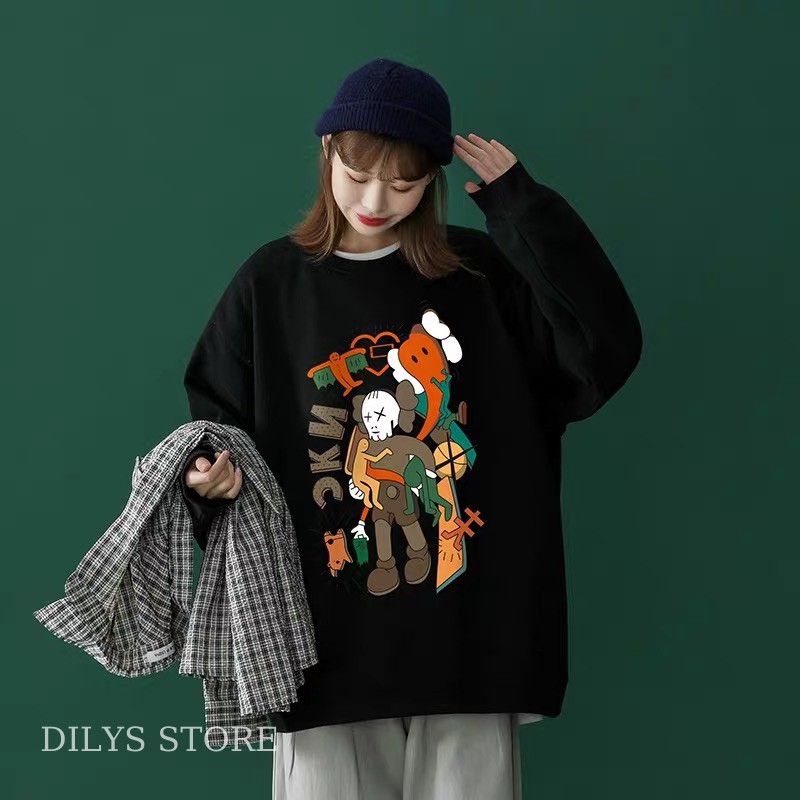 [XẢ KHO GIÁ RẺ BAO CHẤT] Áo Sweater Unisex Nam Nữ Form Rộng Dễ Phối Đồ In Hình Phong Cách, Áo 2 Màu Cá Tính | BigBuy360 - bigbuy360.vn