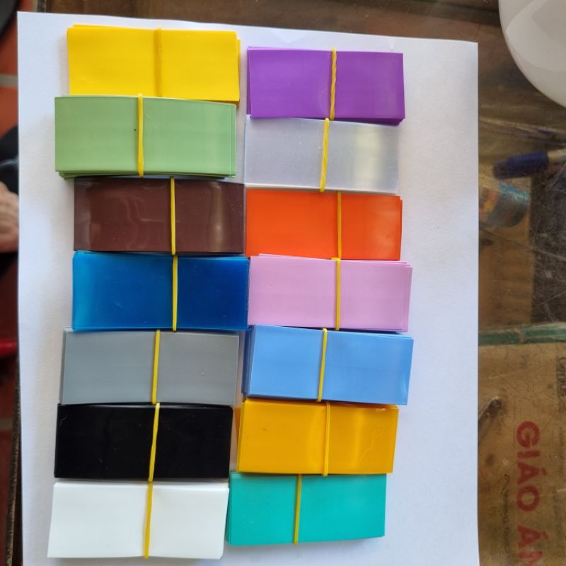 Combo 10 bọc cell pin 18650 nhiều màu, màng co pin, gen co pin 18650