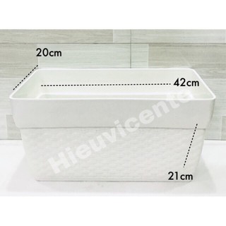 (SIZE NHỎ) CHẬU NHỰA TRẮNG GIẢ MÂY ĐAN