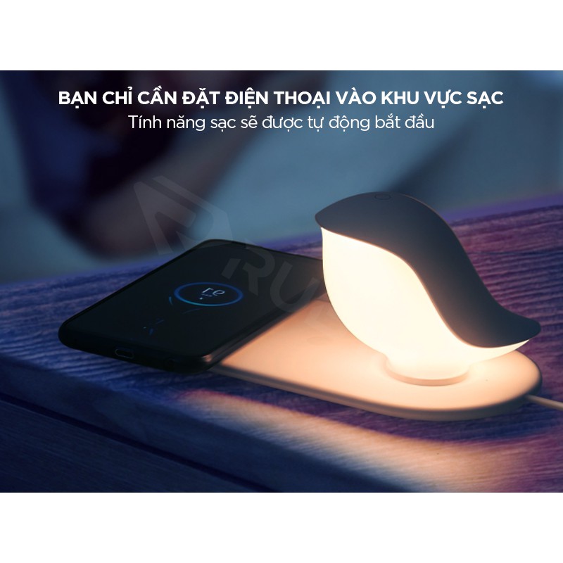 Đèn Ngủ Kiêm Sạc Không Dây Đa Năng 2IN1 XIAOMI HUIZUO, Độ Sáng Ấm, Thiết Kế Hiện Đại, Chế Độ Bất Tắt Thông Minh