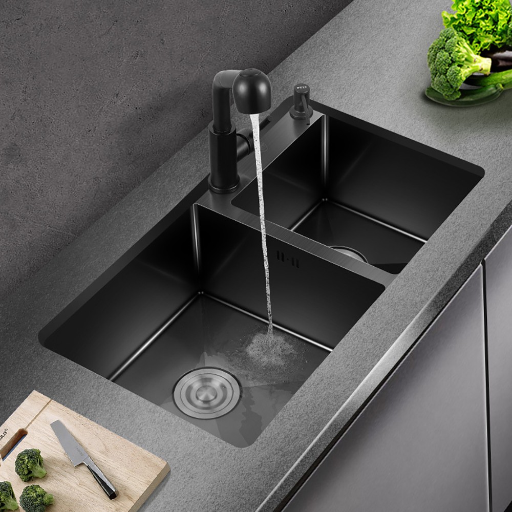 Chậu Rửa Chén Bát Schmidt 8245 Chậu Đúc Hai Hố Lệch Nguyên Đúc 82x45x23