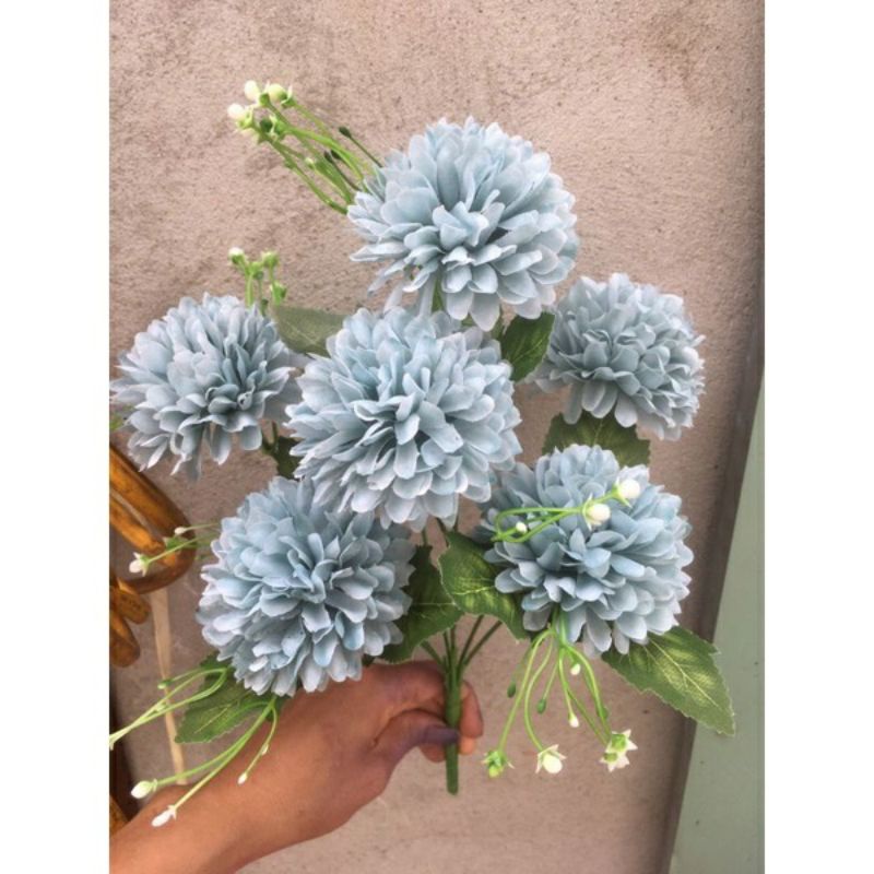 Hoa giả_Cụm hoa cúc xù 7 bông,bông to 6-7cm