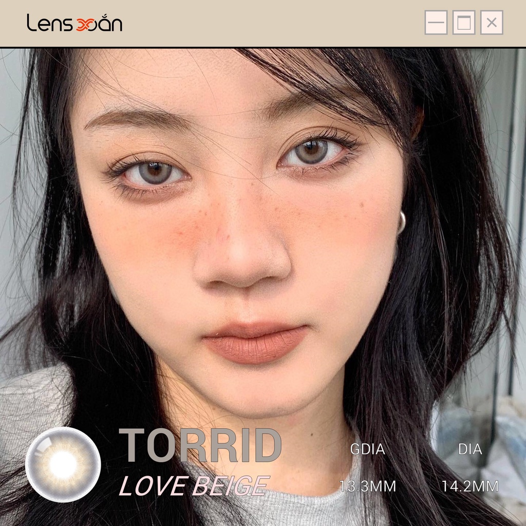 KÍNH ÁP TRÒNG TORRID LOVE BEIGE của OLOLA (6 tháng): Lens nâu lạnh ánh xám sáng tây nổi bật | Lens Xoắn (GIÁ 1 CHIẾC)