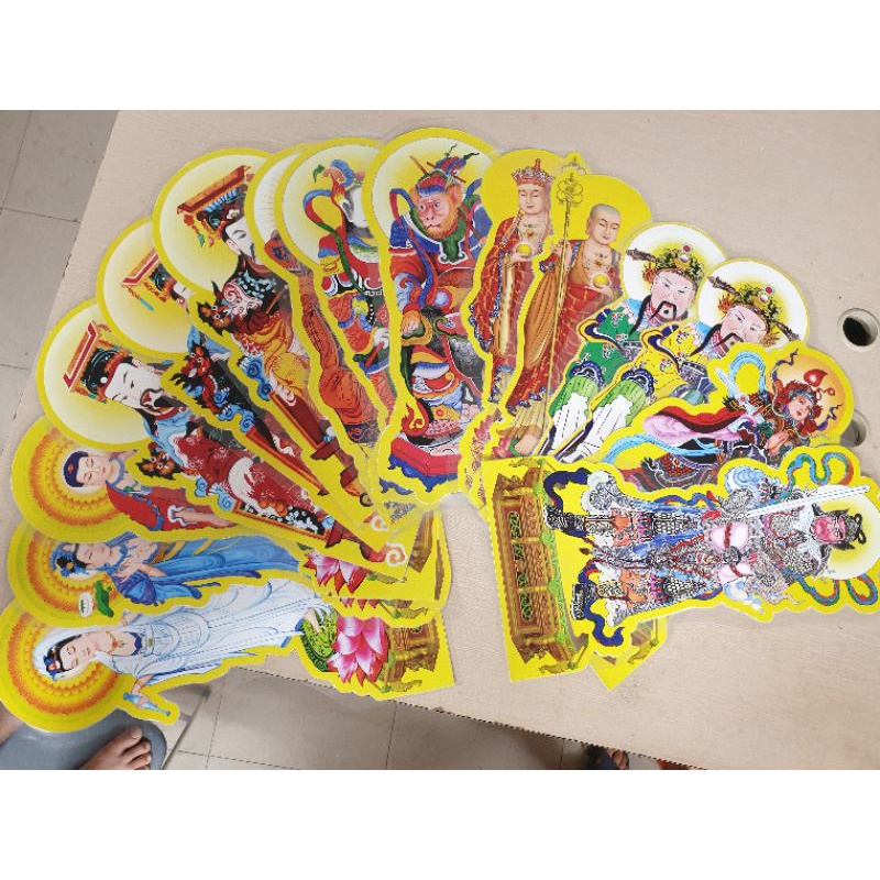 Bộ tranh cúng 15 bức đầy đủ cao 41cm và 60cm ép plastic
