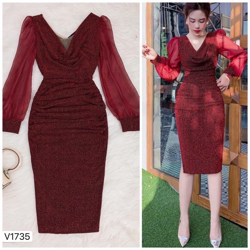set nhũ đỏ 2 lớp pha tay voan