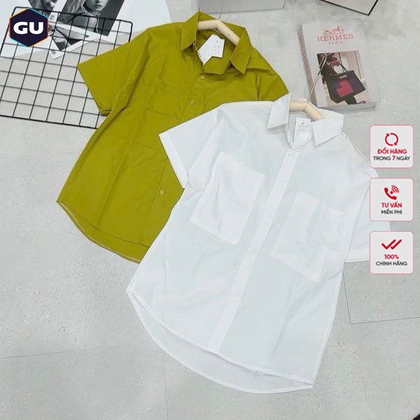 Áo Sơ Mi Nữ Ngắn Tay GU Túi Zip | BigBuy360 - bigbuy360.vn