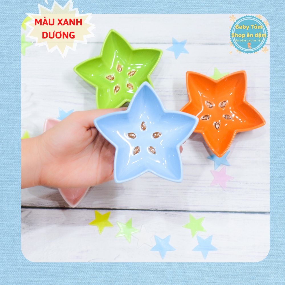 Đĩa gốm sứ cho bé ăn dặm hình khế 90ml,Baby Tôm