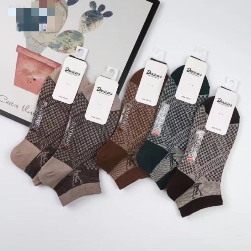 (sét 5 đôi) Tất nữ ngắn cổ phong cách thể thao trẻ trung, hoạ tiết ,chữ gc,  lv, chất cotton mịn.