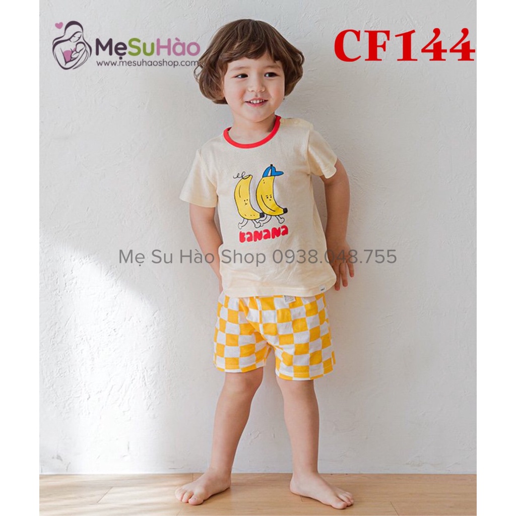 Bộ ngắn tay mẫu Chuối Caro Vàng rất xinh hãng Cordi_i , cotton 100%, mã CF144