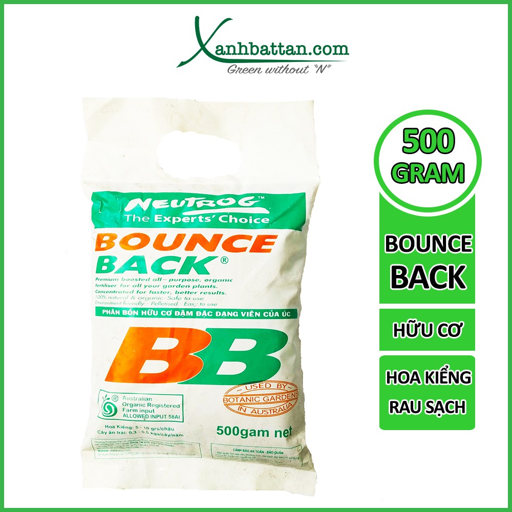 Phân Hữu Cơ Bounce Back Bón Rau Sạch, Hoa Kiểng, Cỏ Sân Vườn Gói 500 Gram