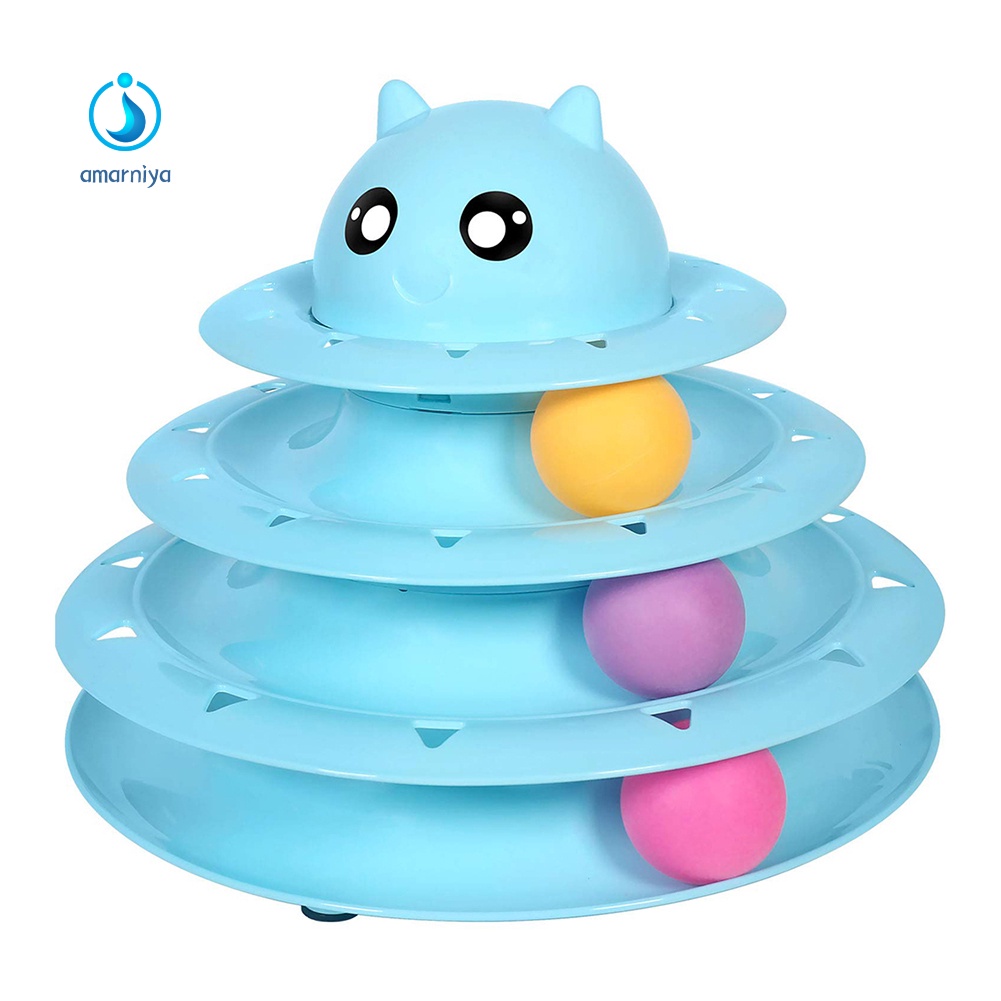 Đồ Chơi Tháp Bóng Lăn 3 Cấp Độ Nhiều Màu Sắc Chống Trượt Cho Mèo