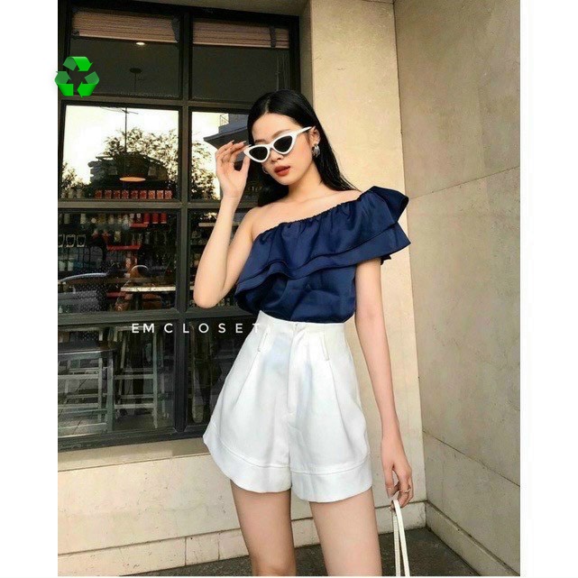 Áo phi lụa lệch vai viền bèo cực sexy , chất phi mềm mịn mát