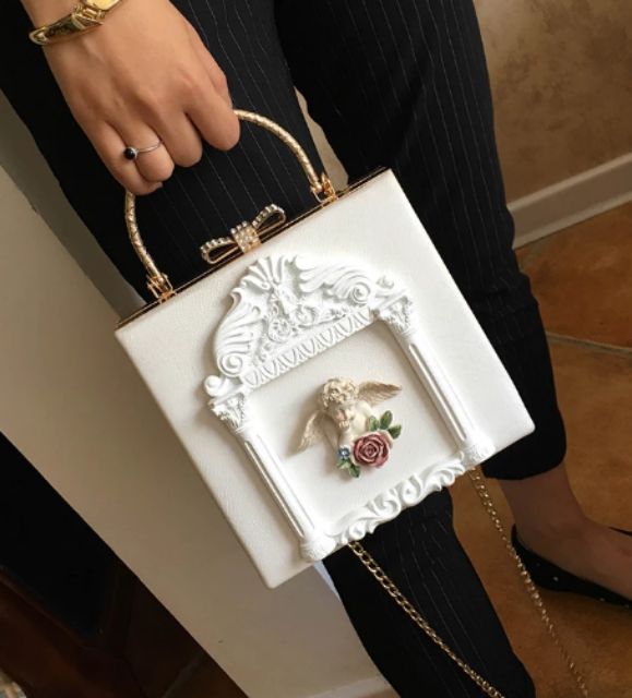 Túi xách dây xích sang chảnh cao cấp họa tiết phương tây kèm hình thật